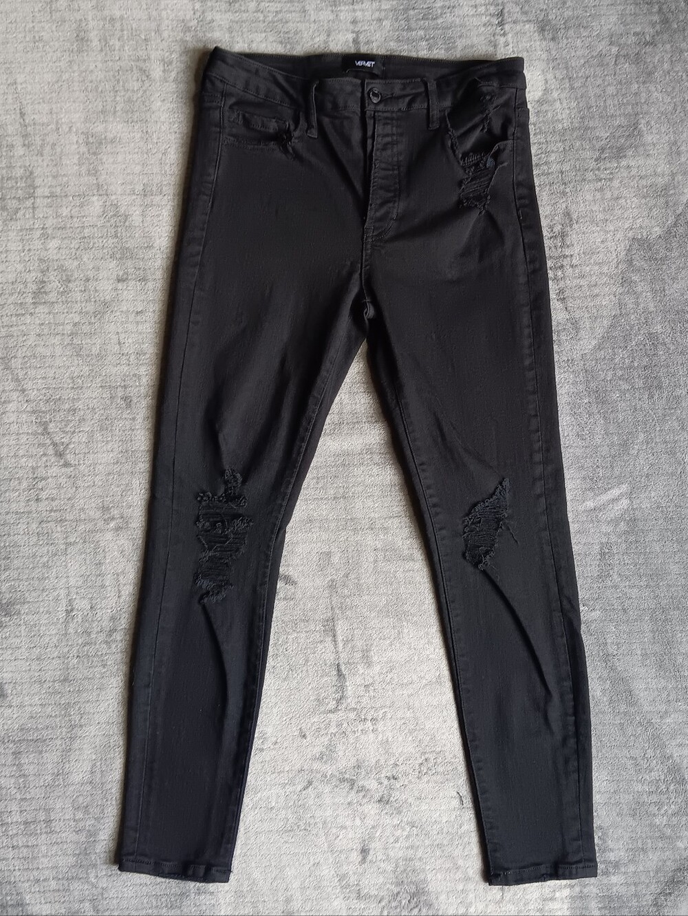 Vervet Black, Ankle Skinny Fit Distressed, Button Fly Jeans Size 30, Pants
